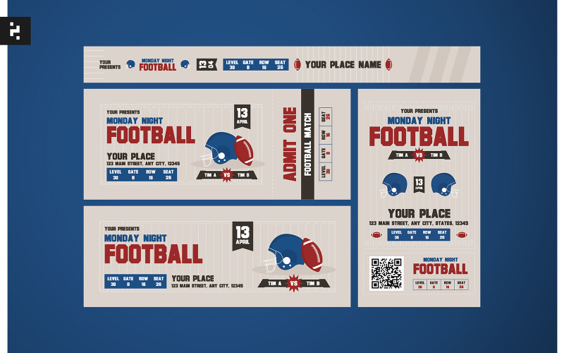 Ingresso para jogo de futebol americano - TemplateMonster