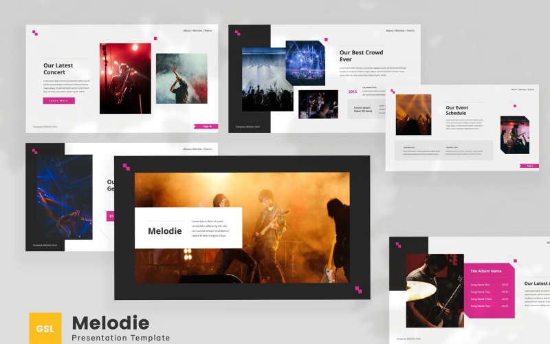 Melodie — Modelo de Apresentações Google de Banda Musical
