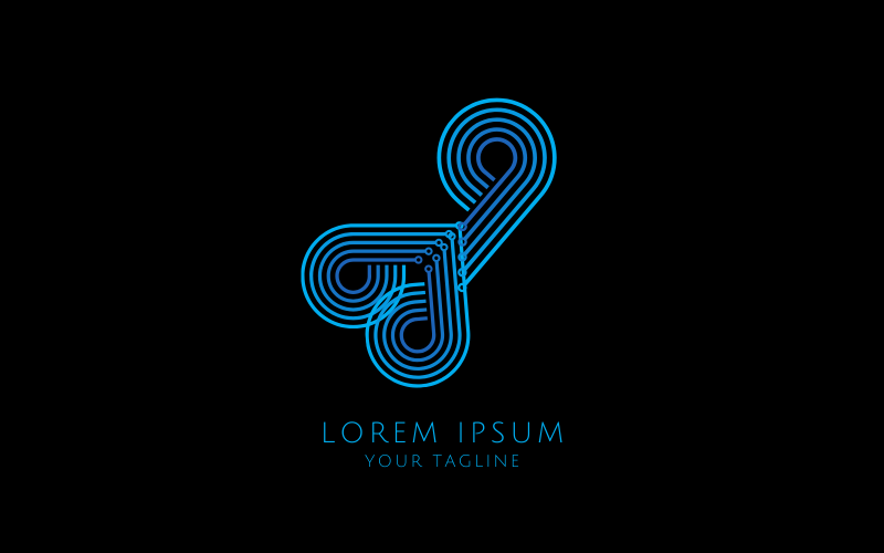 Abstract blauw digitaal dynamisch logo