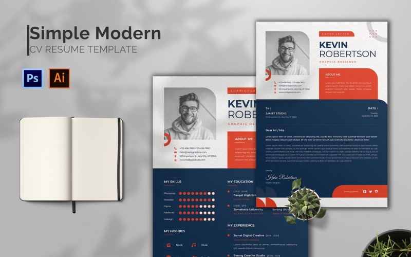 CV de graphiste moderne et simple