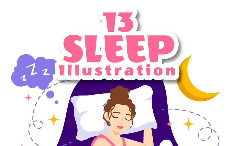 13 ilustracji wektorowych snu i słodkich snów