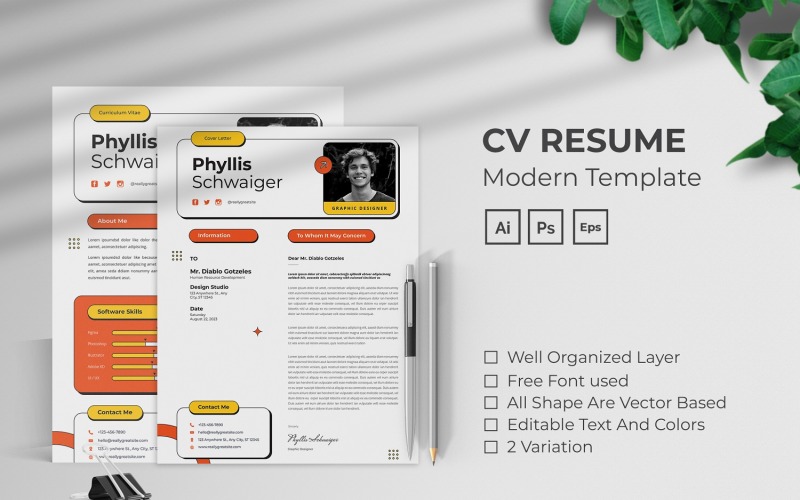 Pop Up CV Resume Template
