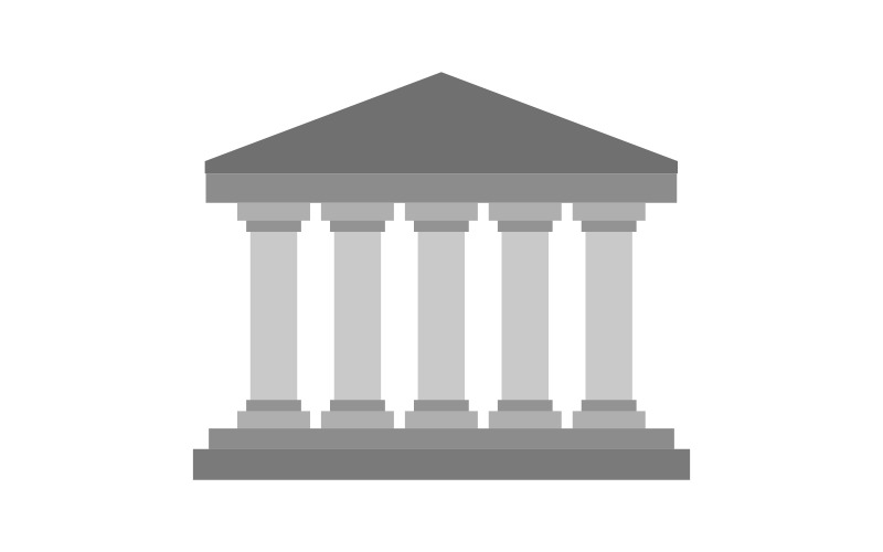 Tempio greco illustrato e in vettoriale su sfondo e colorato