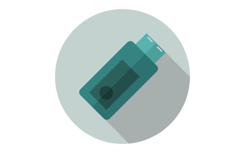 Unidade usb vetorizada em fundo branco e colorido