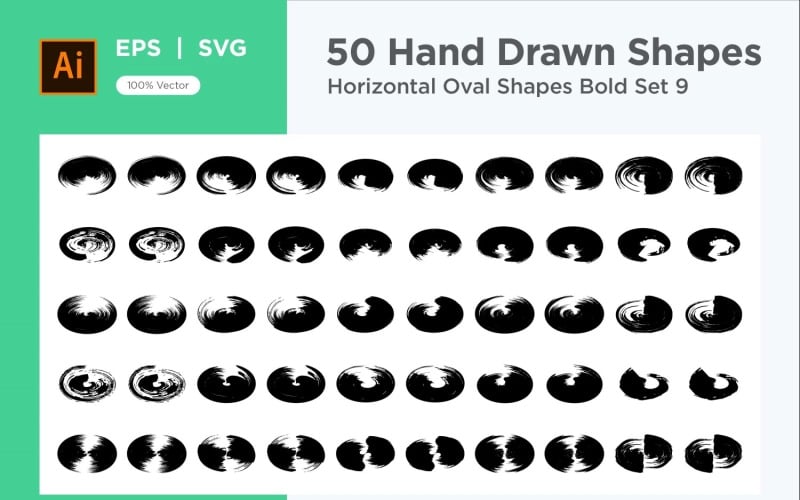 Horizontale ovale vorm Vetgedrukt 50_Set V 9