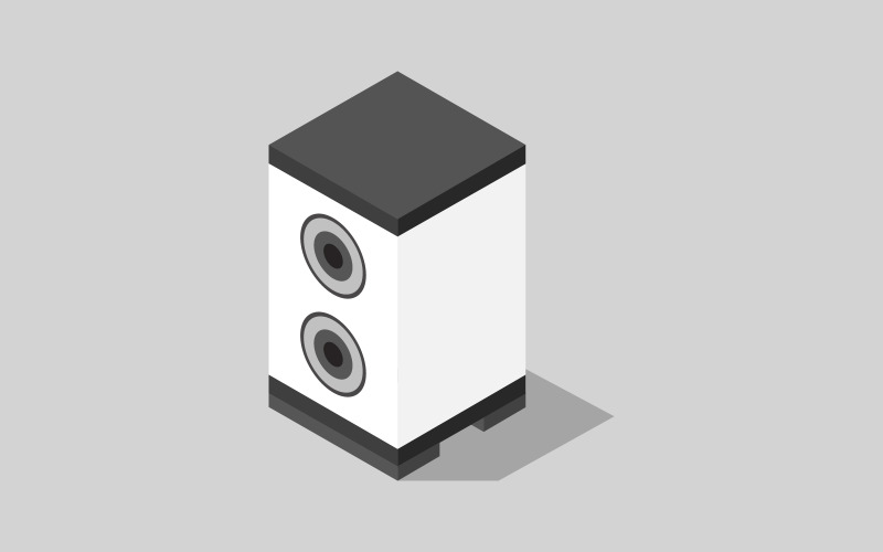 Barevný izometrický woofer na bílém pozadí