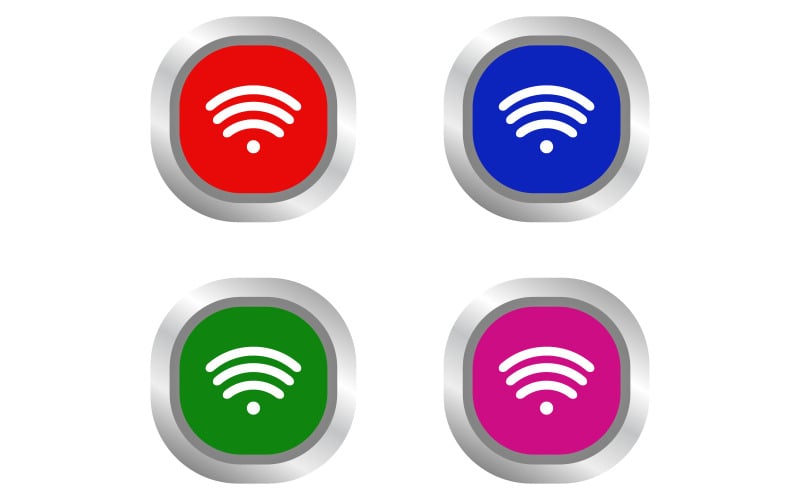 Bunte WLAN-Taste auf weißem Hintergrund