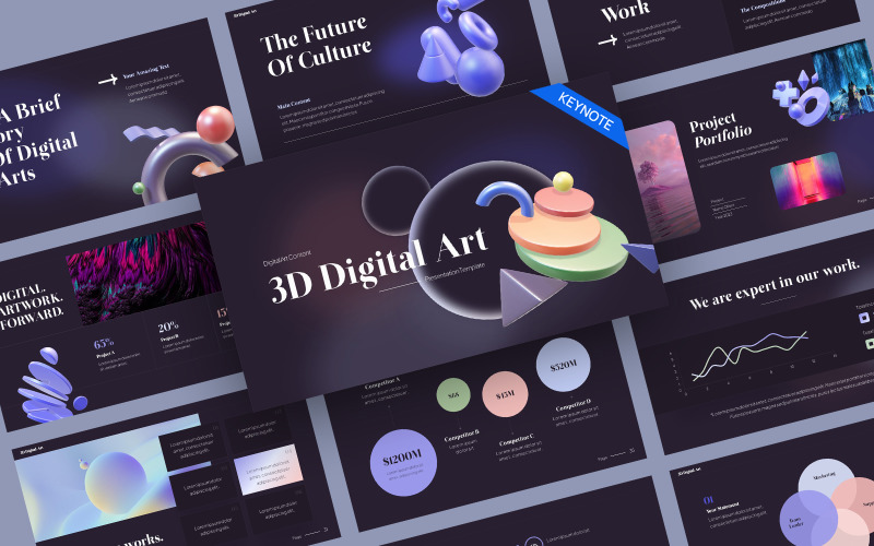 3D Digital Art Creative Keynote Template