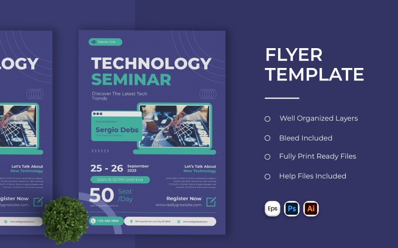 Modello di volantino per seminario tecnologico