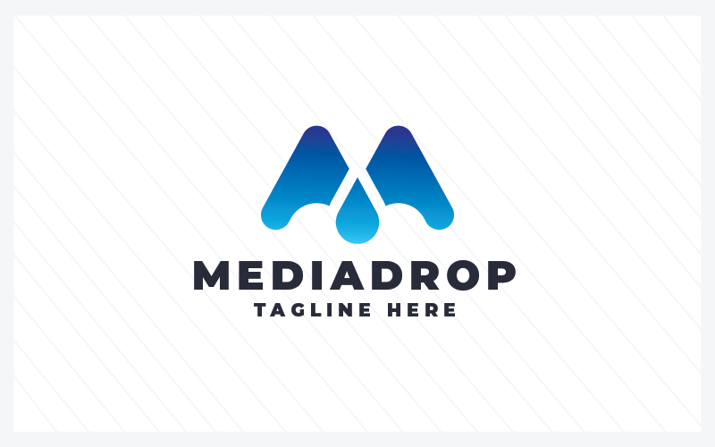 Шаблон логотипа Media Drop Letter M Pro