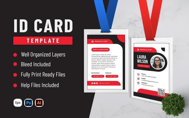 Simple Modern ID Card Template #342939 - TemplateMonster
