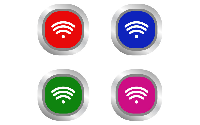 Színes wifi gomb fehér alapon