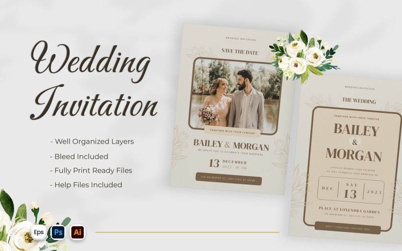 Beige Luxury Wedding Invitation