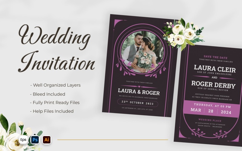 Invitation de mariage moderne