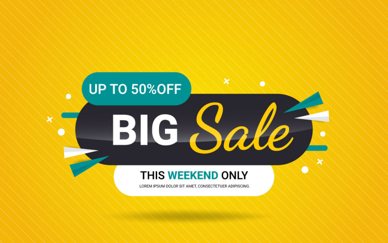 Sarı arka plan ve süper teklif afiş tasarımı ile satış afiş seti promosyon