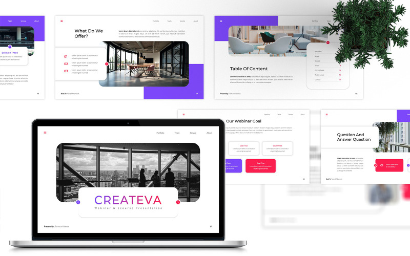 Createva - Plantilla de diapositivas de Google para seminarios web y cursos electrónicos