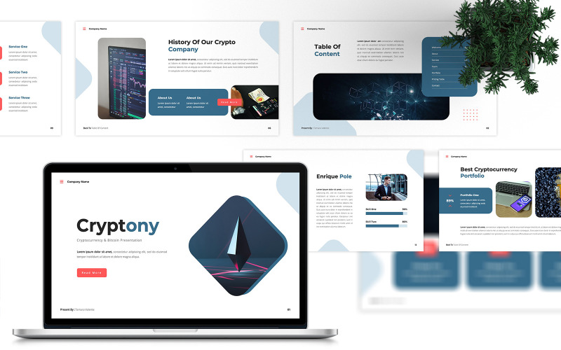Cryptony - Cryptocurrency & Bitcoin Google Slides-sjabloon