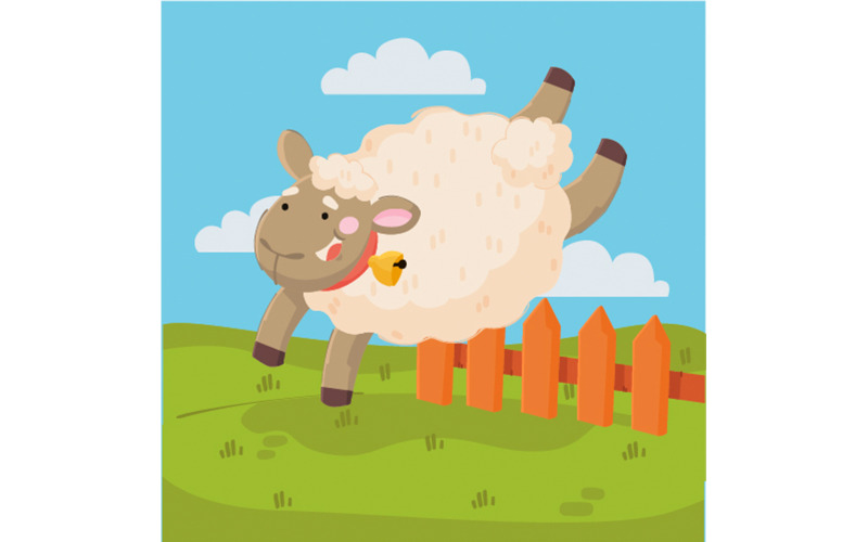 dessin animé, moutons, illustration
