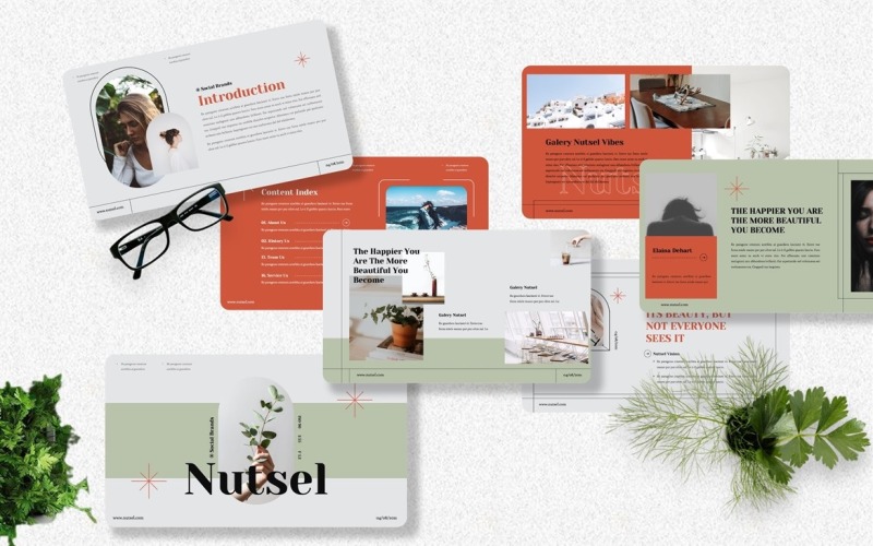 Nutsel - Sociální média značky Googleslide Šablona