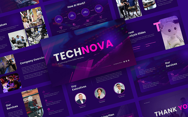 Technova - AI-technologie Google Slides-sjabloon