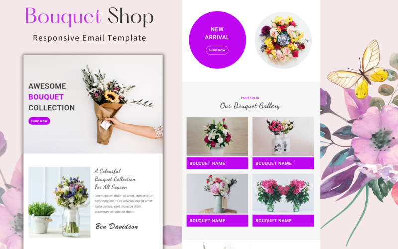 Boeketwinkel - Multifunctionele responsieve e-mailsjabloon