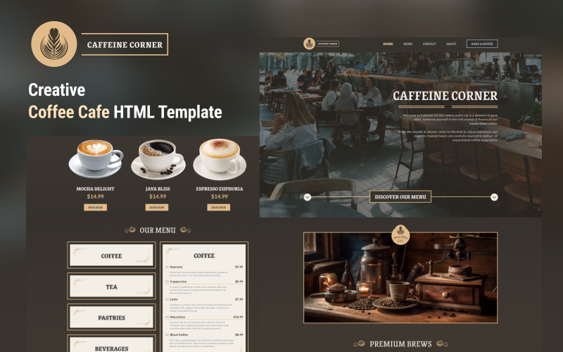 Caffeine Corner - urzekający szablon HTML kawiarni