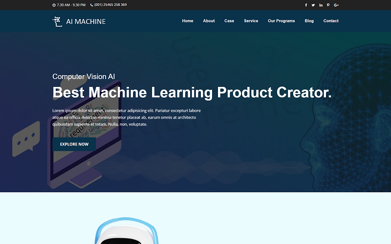 Modelli Html di robotica artificiale AI