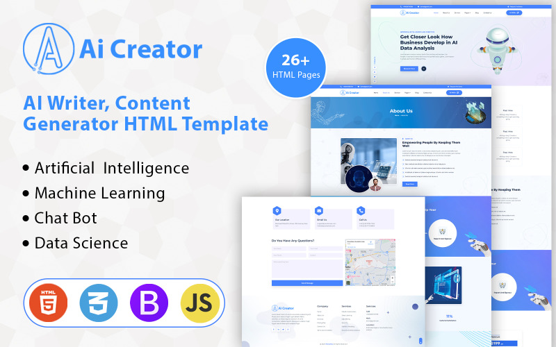 人工智能创造者|| AI 内容生成器 HTML 模板