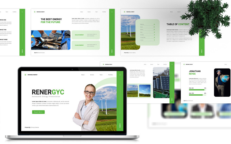 Renergyc - Шаблон слайдов Google о возобновляемых источниках энергии