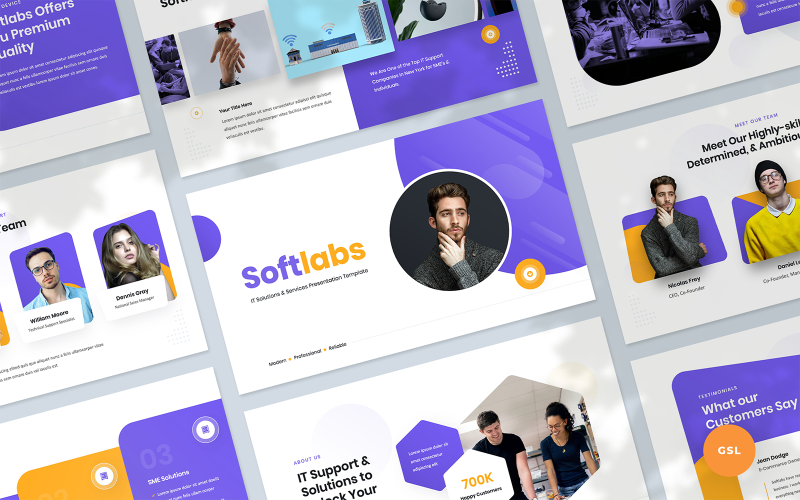 Softlabs - Plantilla de diapositivas de Google para presentación de soluciones y servicios de TI