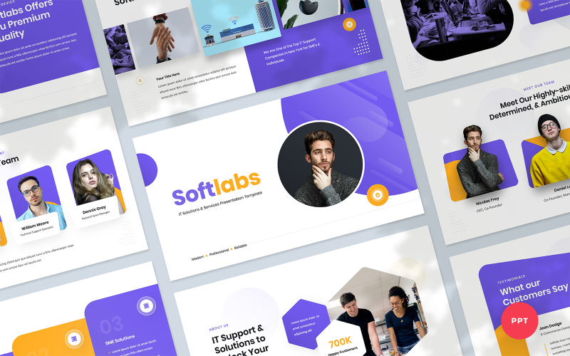 Softlabs - Presentatie van IT-oplossingen en services PowerPoint-sjabloon