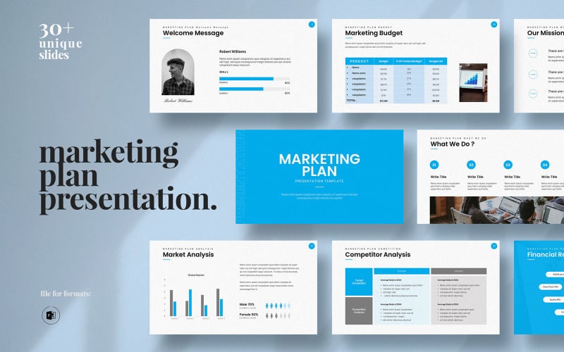 Marketing Plan Layout Presentation Template - TemplateMonster