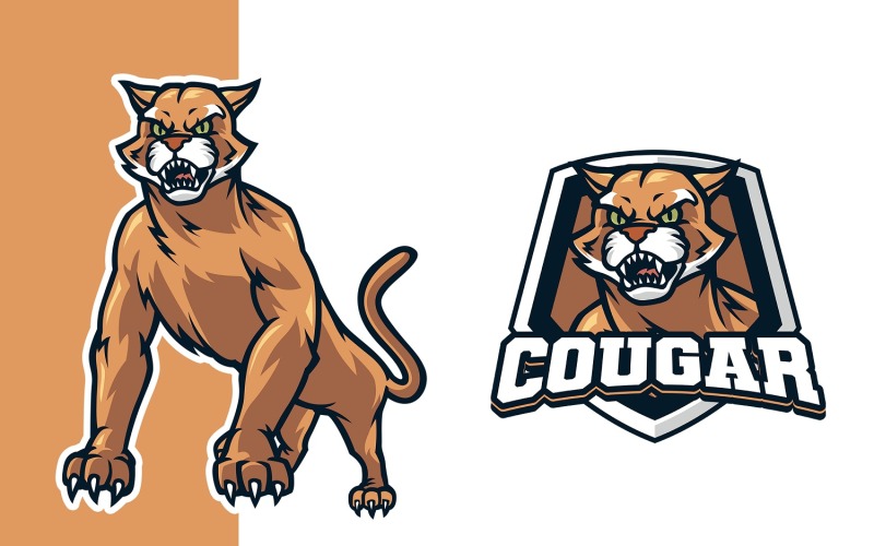 Modello di logo della mascotte del puma