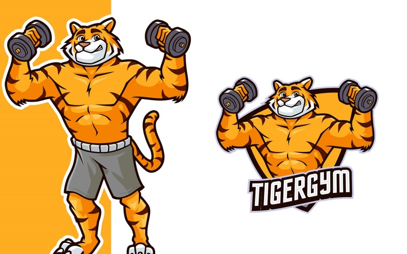 Modello di logo della mascotte della palestra della tigre