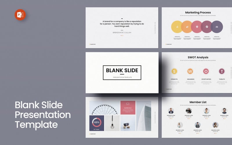 Plantilla de presentación de PowerPoint con diapositivas en blanco