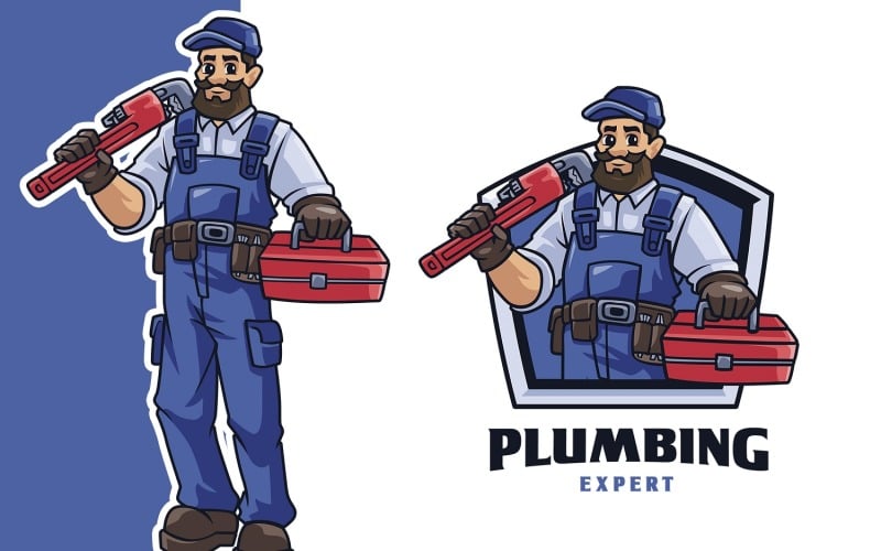 Plumber Mascot Logo Template