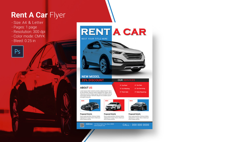 Šablona letáku k vytisknutí Rent a Car