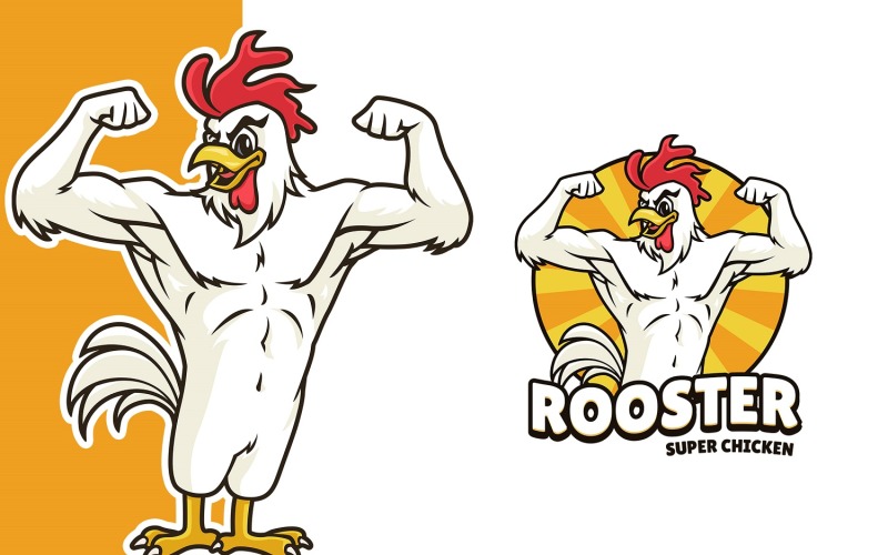 Šablona loga kohouta super kuřecího maskota