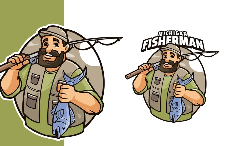 Šablona loga rybářského maskota