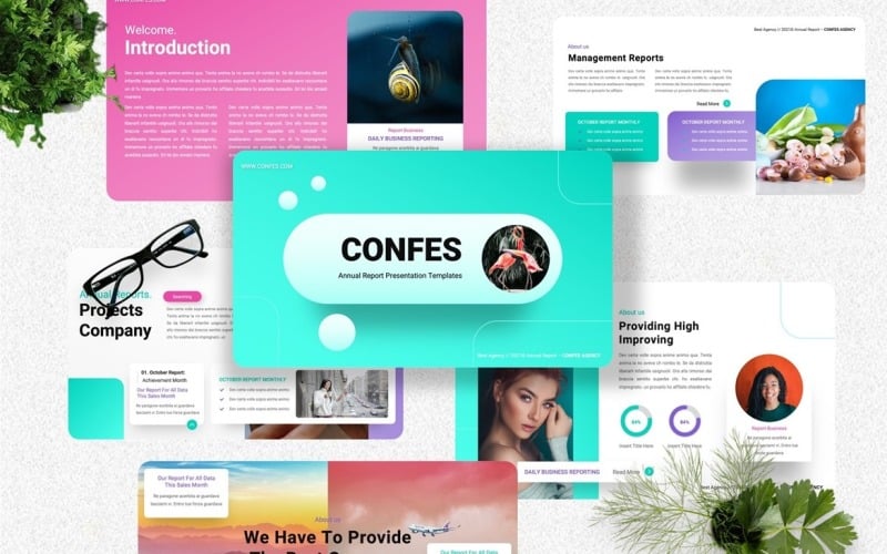 Confes - Plantilla de diapositiva de Google para informe anual