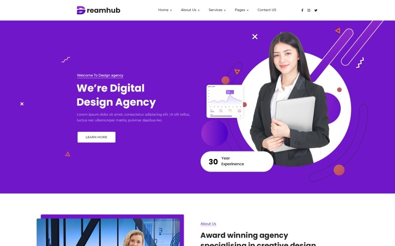 Dreamhub – шаблон HTML5 дизайнерського агентства