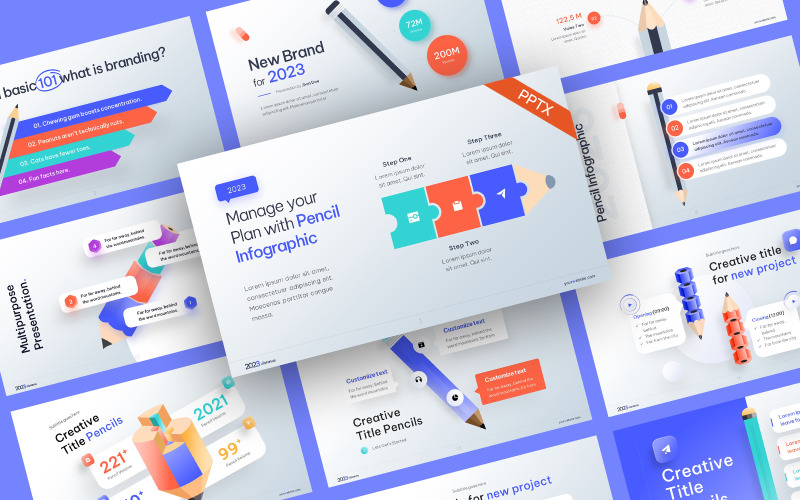 Pencil Infographic PowerPoint Template - TemplateMonster