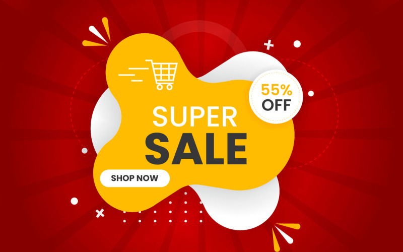 Promocja transparentu sprzedaży z czerwonym tłem i projektem szablonu banera super oferty