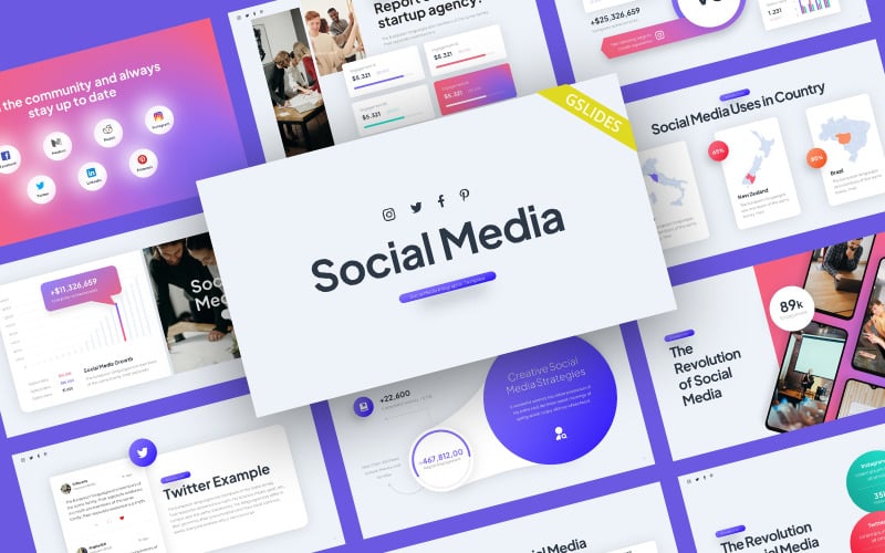 Social Media Report Google Slides Template TemplateMonster