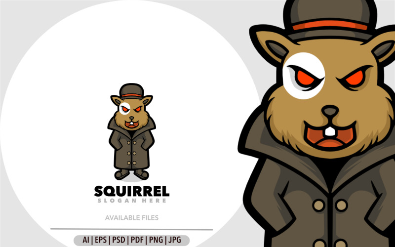 Squiirel мафия бандит мультфильм дизайн логотипа