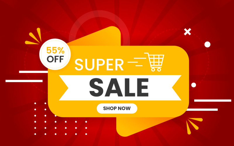 verkoop banner promotie met de rode achtergrond en super aanbieding banner