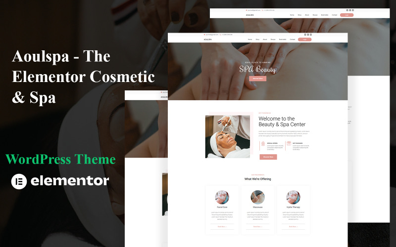 Aoulspa – The Elementor Cosmetic & Spa Jednostránkové téma WordPress