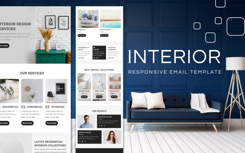 Design interiéru – víceúčelová responzivní e-mailová šablona