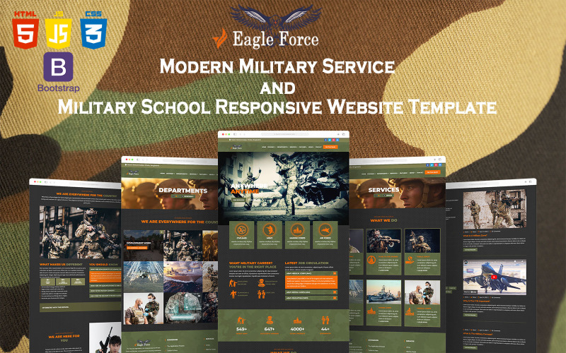Eagle Force Army – moderní vojenská služba a vojenská škola citlivá webová šablona