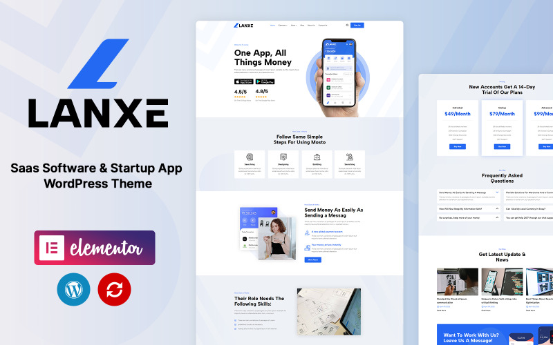 Lanxe - SaaS Software and Startup Apps WordPress-tema
